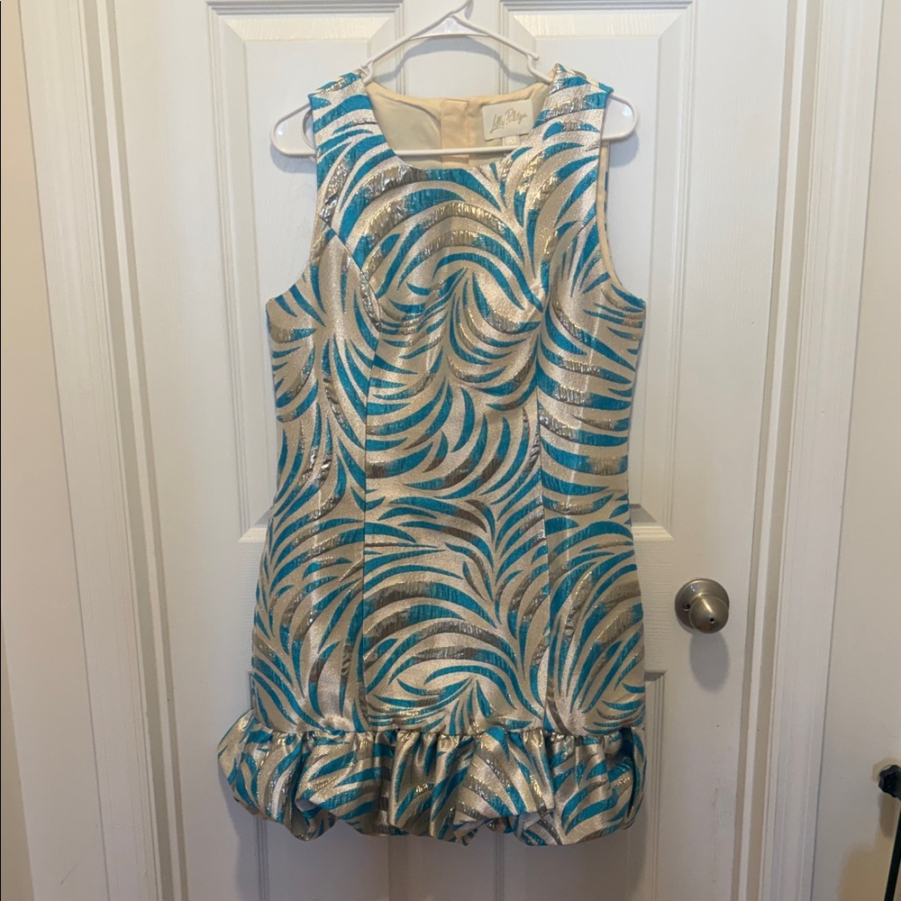 Lilly Pulitzer Blue and Silver Swirl Dress NWOT